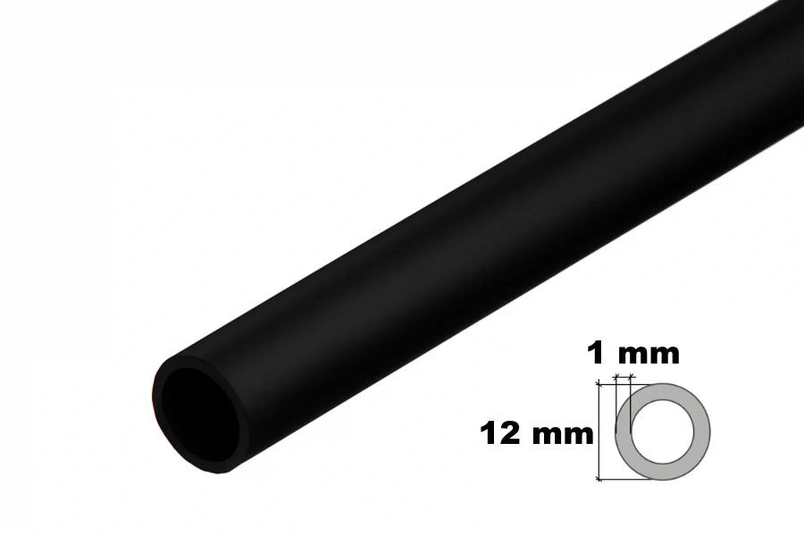 PVC Plastic Round Pipe Tube Black -1m / 39.37" Length