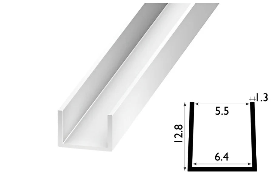 PVC U Channel Edge Trim – Black & White Rigid Plastic – StairsNosingUK