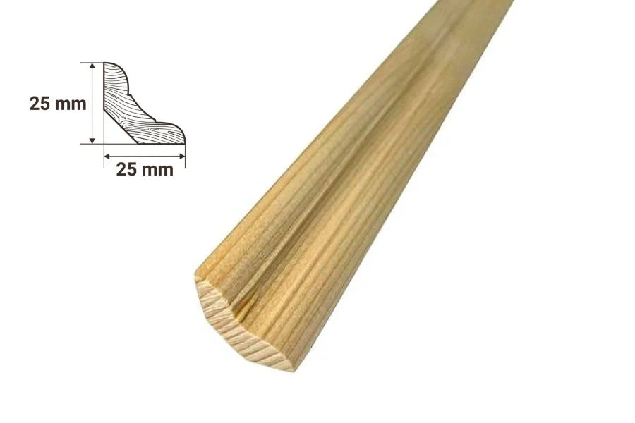Pine Wood Smooth & Grooved Trim Moulding Strip Scotia Beading