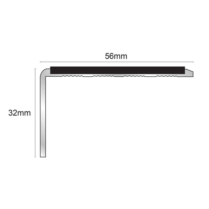  56 x 32mm Aluminium Non Slip Stair Nosing Edge Trim