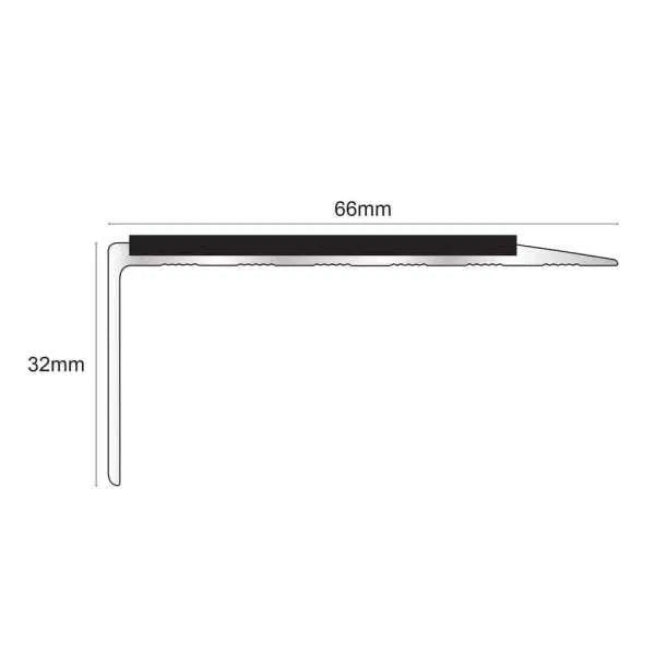  66 x 32mm Aluminium Non Slip Stair Nosing