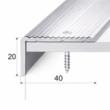 A33 anodised aluminium non-slip ribbed stair nosing installed on step edge for enhanced grip and safety