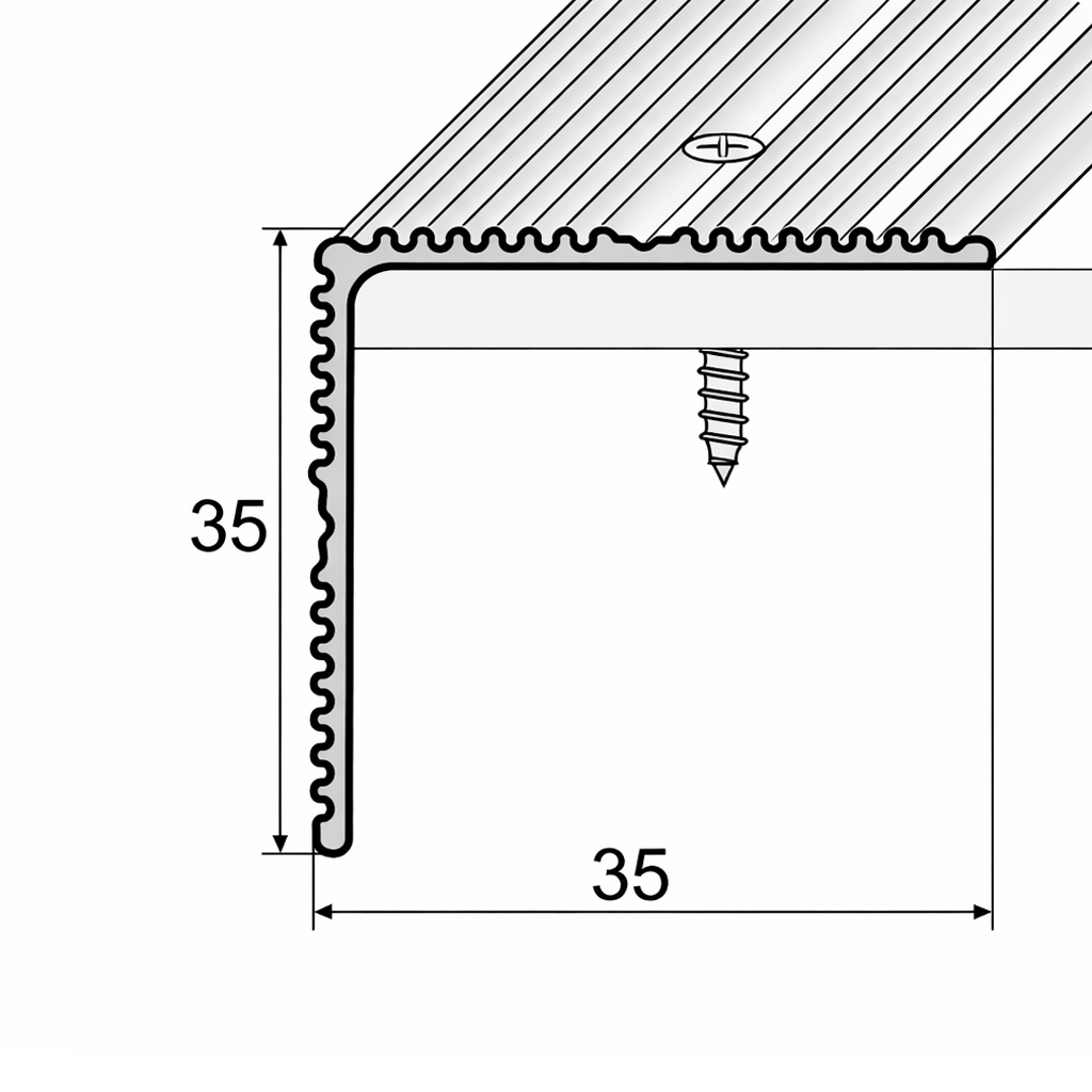 Ribbed tread aluminium stair nosing installed along stair edges for long-lasting stair safety