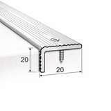 A35 20x20mm anodised aluminium non-slip ribbed stair nosing installed on indoor stairs