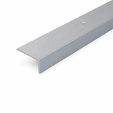 Silver A33 40x20mm anodised aluminium non-slip ribbed stair nosing edge trim installed on staircase steps