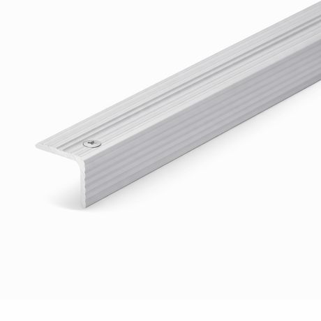Silver A35 ribbed stair nosing edge trim used for anti-slip stair protection