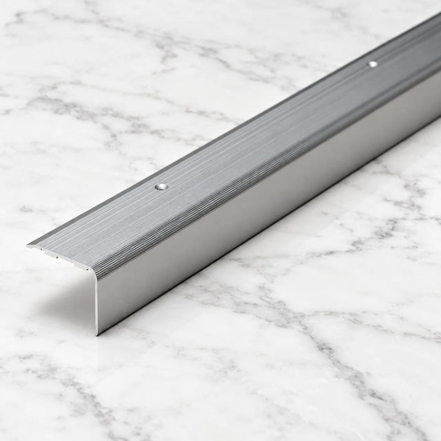 Aluminium Stair Nosing 48MM X 34MM Ribbed Anti Slip Edge Trim in silver