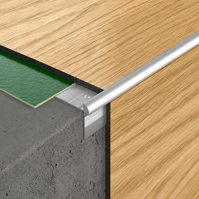 3mm LVT Aluminium Stair Nosing Outer Corner –In Silver Color