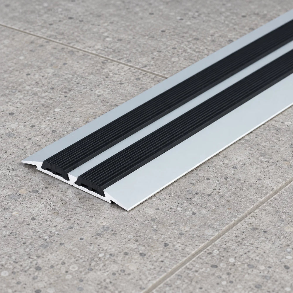 45mm Aluminium Transition Strip with Rubber – 1m & 2m In Silver Color