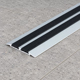 45mm Aluminium Transition Strip with Rubber – 1m & 2m In Silver Color