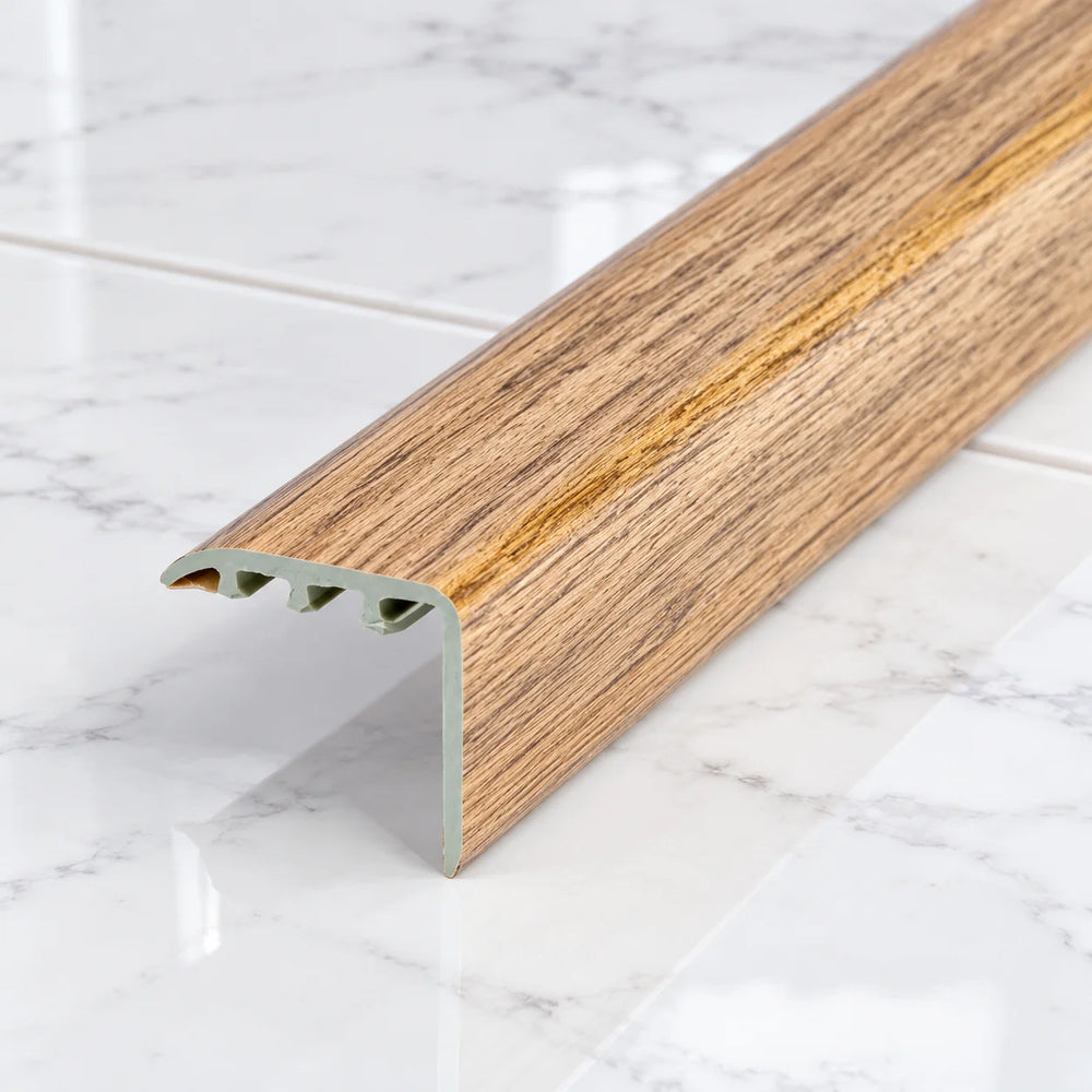 Laminate Stair Nosing 30x30mm uPVC Wood Effect Profile – 0.9m In Smoked Oak Color