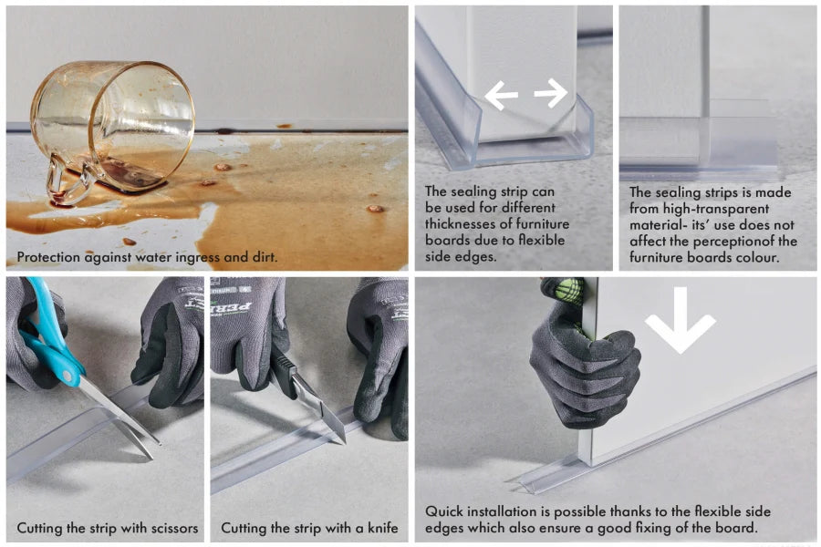 Transparent Kickboard Trim MDF Panel Cover PVC Plinth Sealing Strip