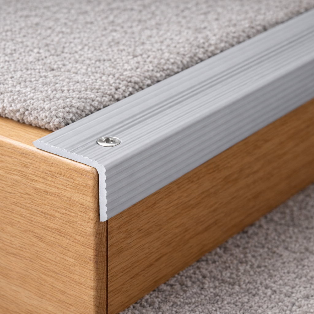 A35 ribbed stair nosing edge trim used for anti-slip stair protection