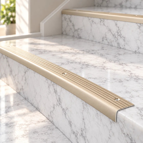 Aluminium Bullnose Stair Nosing 50 MM x 30 MM Curved Rounded Step Edge Trim usage image