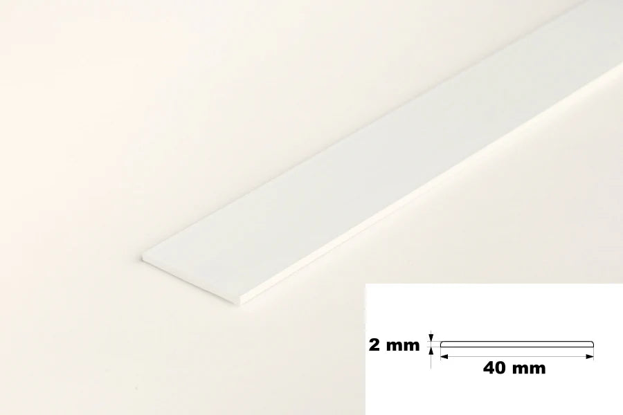 White PVC Plastic Bar Strip Roll Flat Architrave Trim Various Sizes