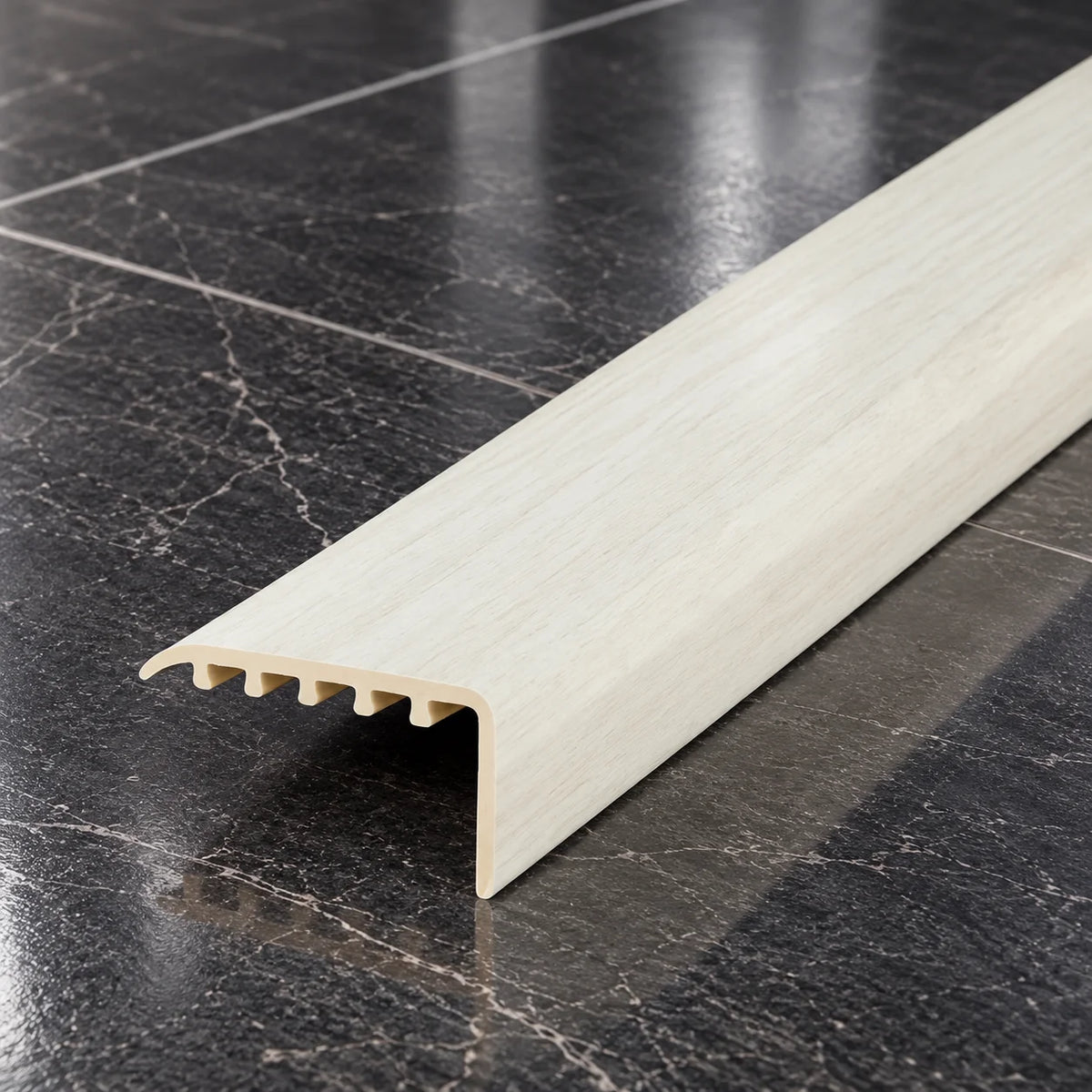 Laminate Edging for Stairs – 45x22mm Wood Effect uPVC Stair Nosing White Oak Color