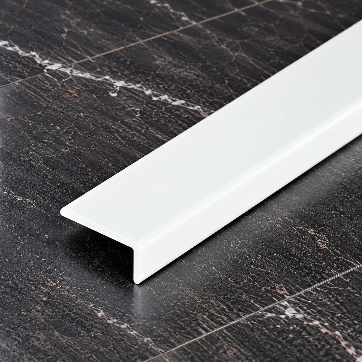 Self Adhesive Floor Trim 25MM X 10MM – Wood Effect and Anodised Aluminium 1m & 2m In White Matt Color