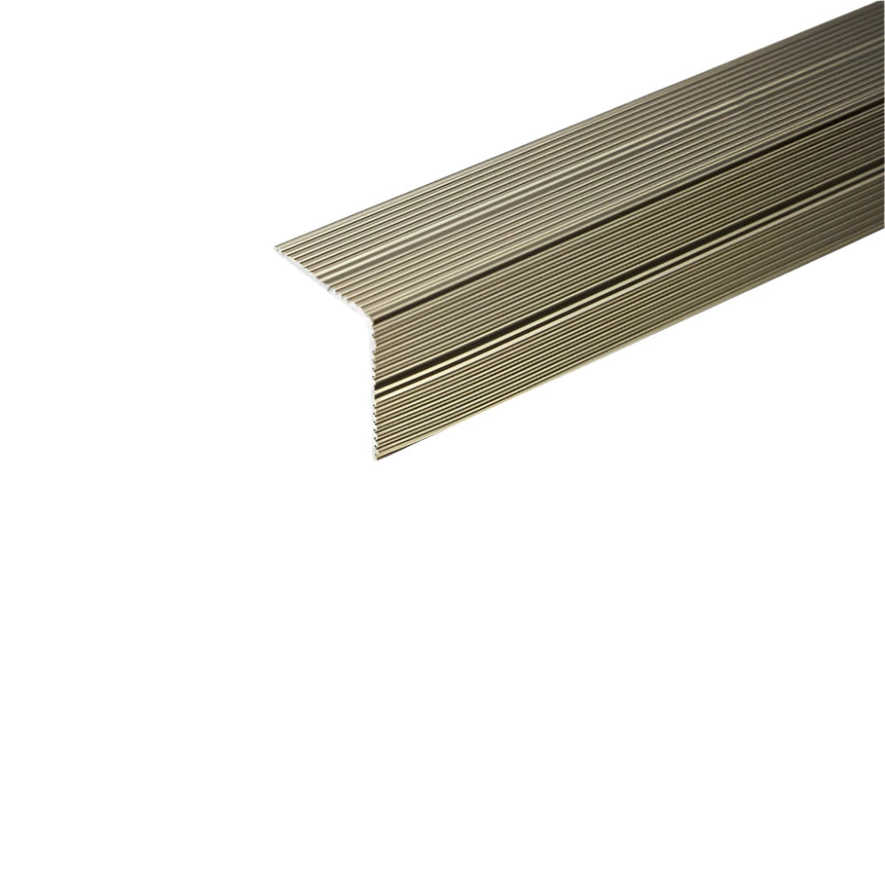 A33 Champagne Aluminium Non Slip Ribbed Treads Stair Nosing Edge Trim