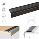 A38 46 x 30mm Anodised Aluminium Self Adhesive Non Slip Rubber Stair Nosing Edge Trim