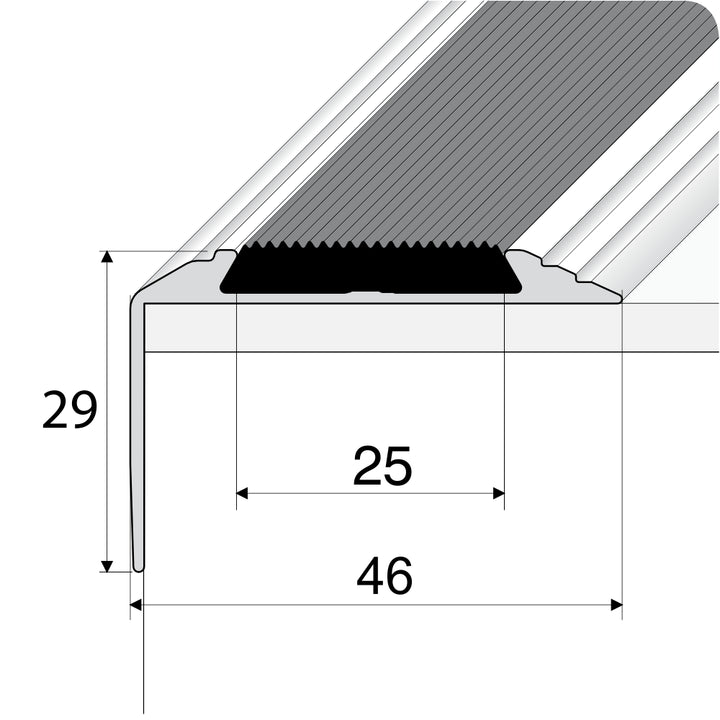 Silver – A38 Rubber Stair Nosing Size