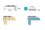 Aluminium Stair Nosing with Rubber Insert 35mm x 19mm