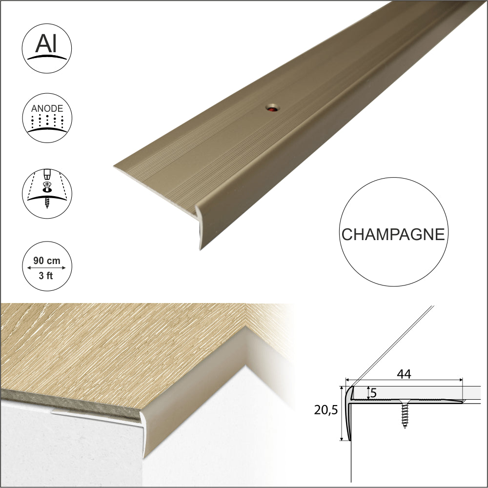 Champagne C27 Aluminium LVT Stair nosing Edge for Flooring 