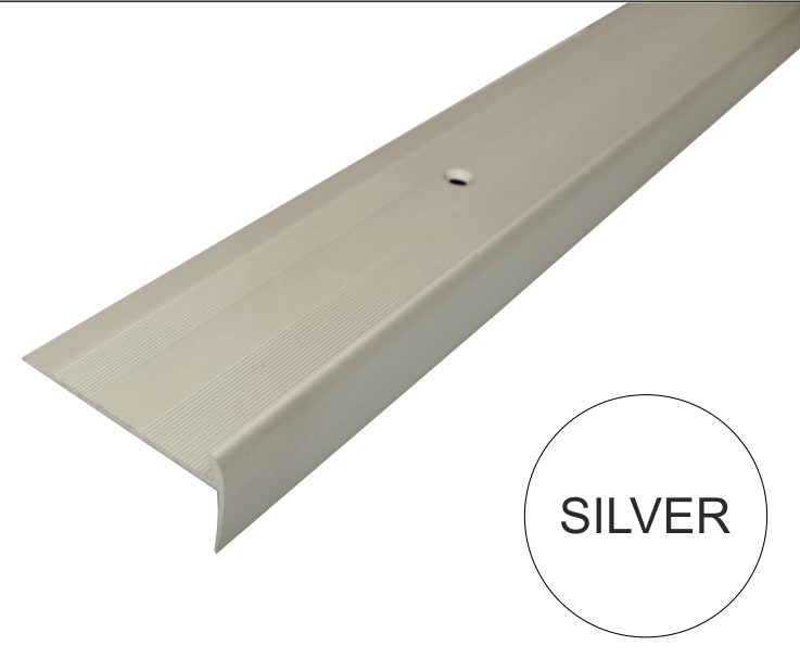 C27 44 x 20.5mm Anodised Aluminium LVT Stair nosing Edge Profile For 5mm Flooring