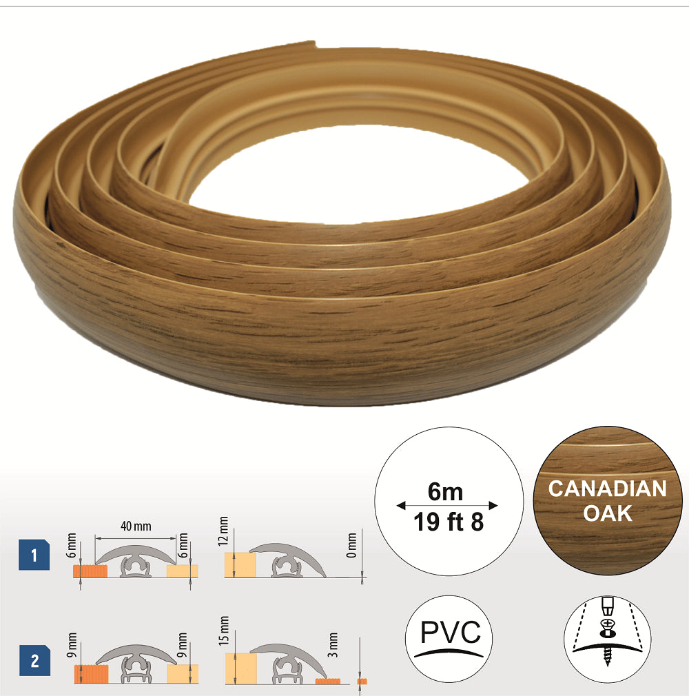 Canadian OAK Flex Line Pvc Flexible Flooring Transition Profile