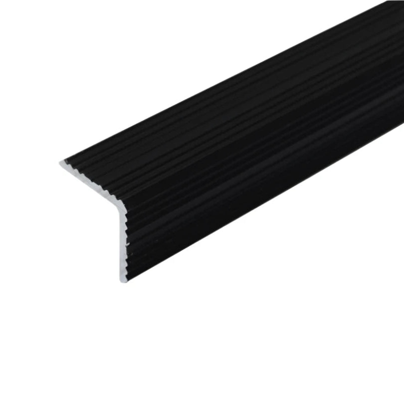 Black Cayrus Aluminium A35 20 x 20mm Aluminium Non Slip Ribbed Treads