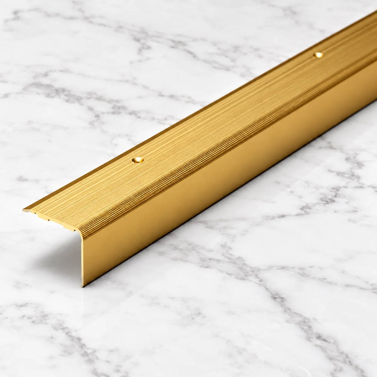 Aluminium Stair Nosing 48MM X 34MM Ribbed Anti Slip Edge Trim in gold