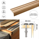 SA11 40 x 20mm Anodised Aluminium Non Slip Rubber Stair Nosing Edge Trim With Insert