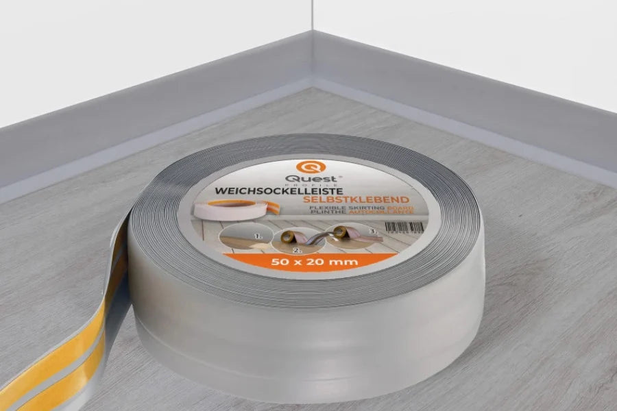 Self-Adhesive Flexible PVC Skirting Board 50×20mm – Soft Floor & Wall Edge Trim Roll (5m & 10m Options)
