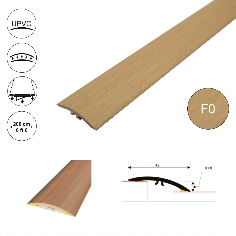 M-M0200 42mm Pvc Wood Effect Flat Self Adhesive Door Threshold Strip