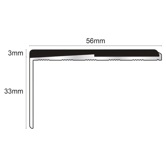 Frontier NXFS01 – 56 x 33mm Straight Aluminium Safety Stair Nosing