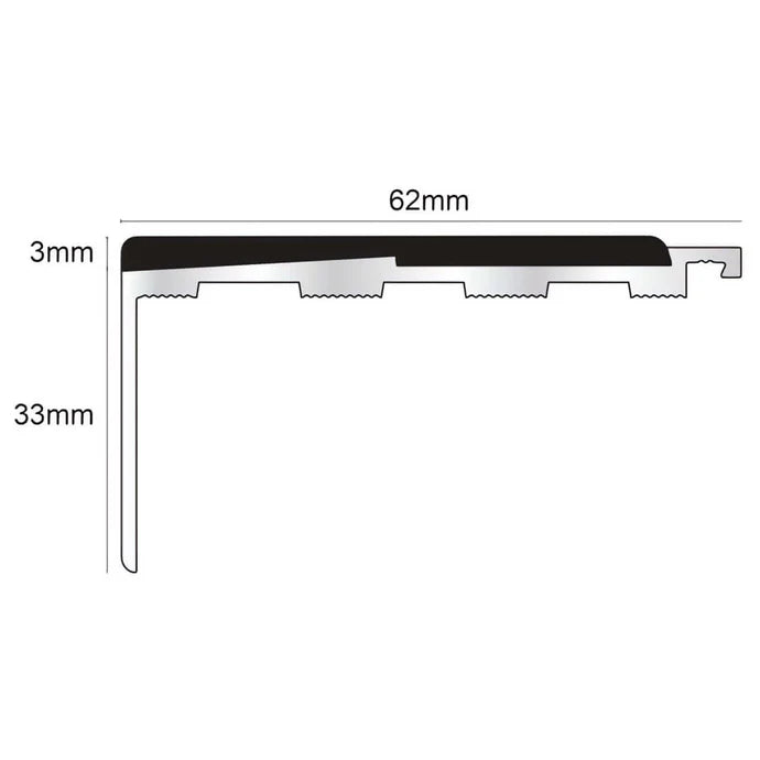 NXFS05 – 62 x 33mm Straight Aluminium Safety Stair Nosing