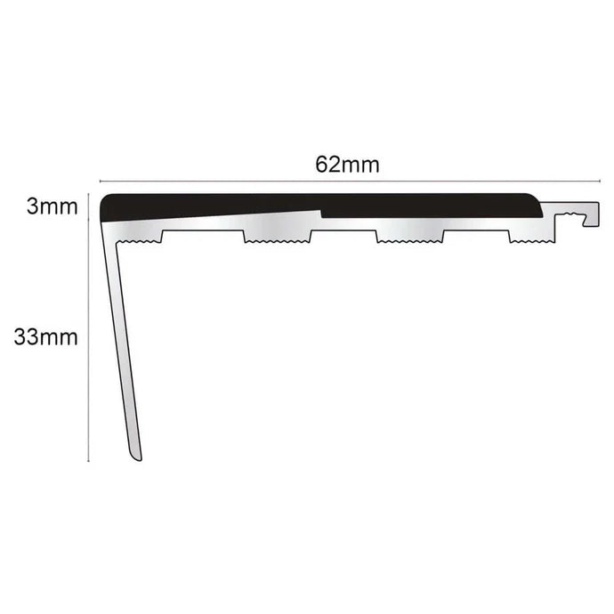 NXFS06 – 62 x 33mm Rakeback Aluminium Safety Stair Nosing
