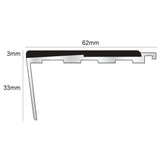 NXFS06 – 62 x 33mm Rakeback Aluminium Safety Stair Nosing