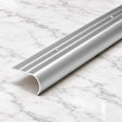 Aluminium Bullnose Stair Nosing Curved Metal Step Edge Trim 62mm x 38mm in silver