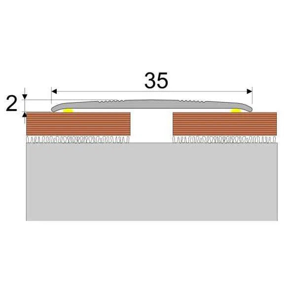 Stair Nosing A08 35mm Anodised Aluminium Flat Door Threshold Strip Profile