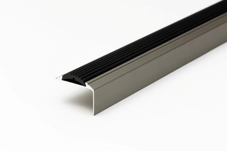 Anodised aluminium stair nosing profile for timber, laminate and vinyl stairs