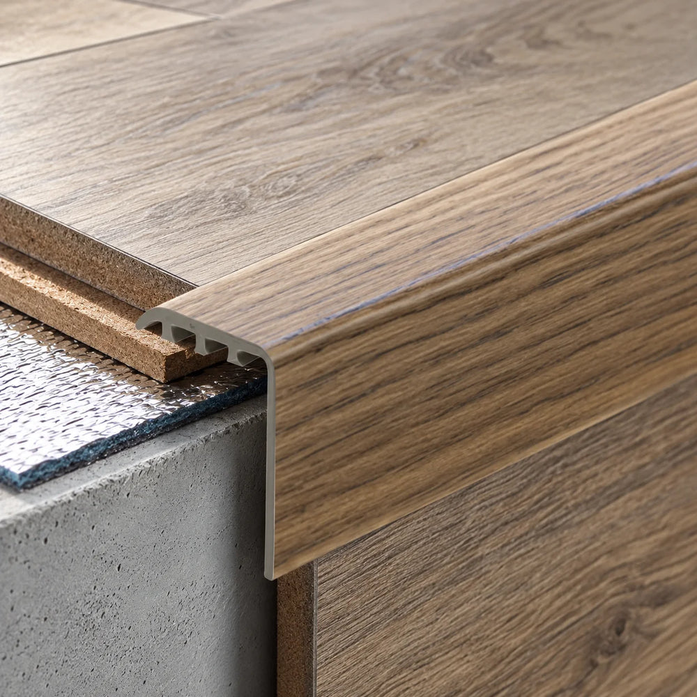 Laminate Stair Nosing 30x30mm uPVC Wood Effect Profile – 0.9m Realuse Image