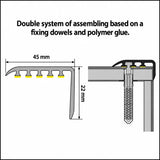 Laminate Edging for Stairs – 45x22mm Wood Effect uPVC Stair Nosing Diagram